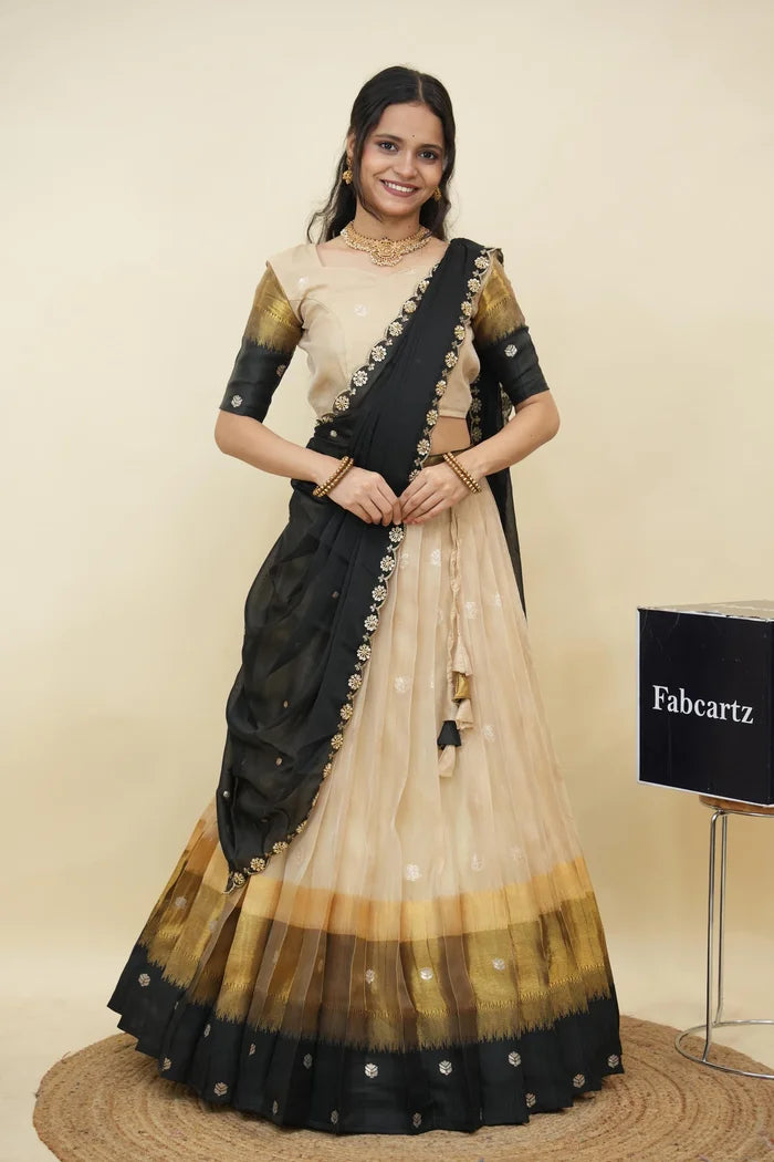 Beautiful South Indian Style Half Saree with Blouse and Dupatta for Women | Dharani (Copy)