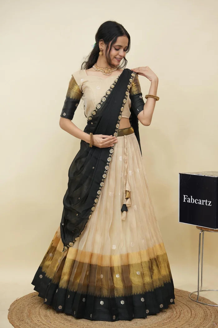 Beautiful South Indian Style Half Saree with Blouse and Dupatta for Women | Dharani (Copy)