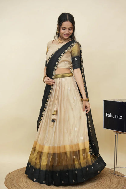 Beautiful South Indian Style Half Saree with Blouse and Dupatta for Women | Dharani (Copy)