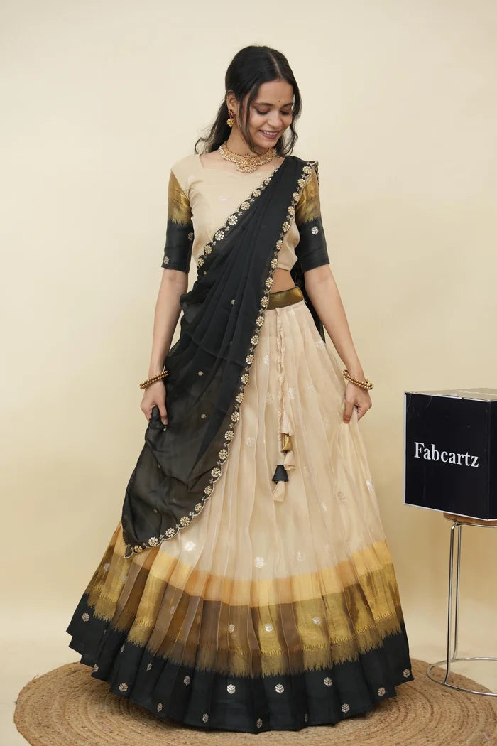 Beautiful South Indian Style Half Saree with Blouse and Dupatta for Women | Dharani (Copy)