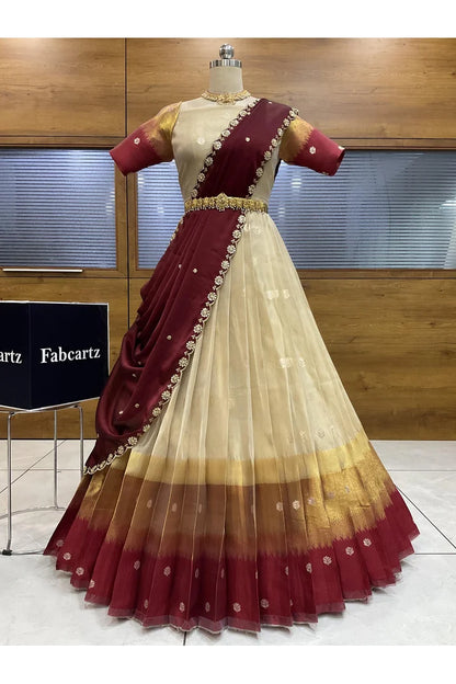 దక్షిణ భారత పండుగ సాంప్రదాయ హాఫ్ చీర (ఛవి) 