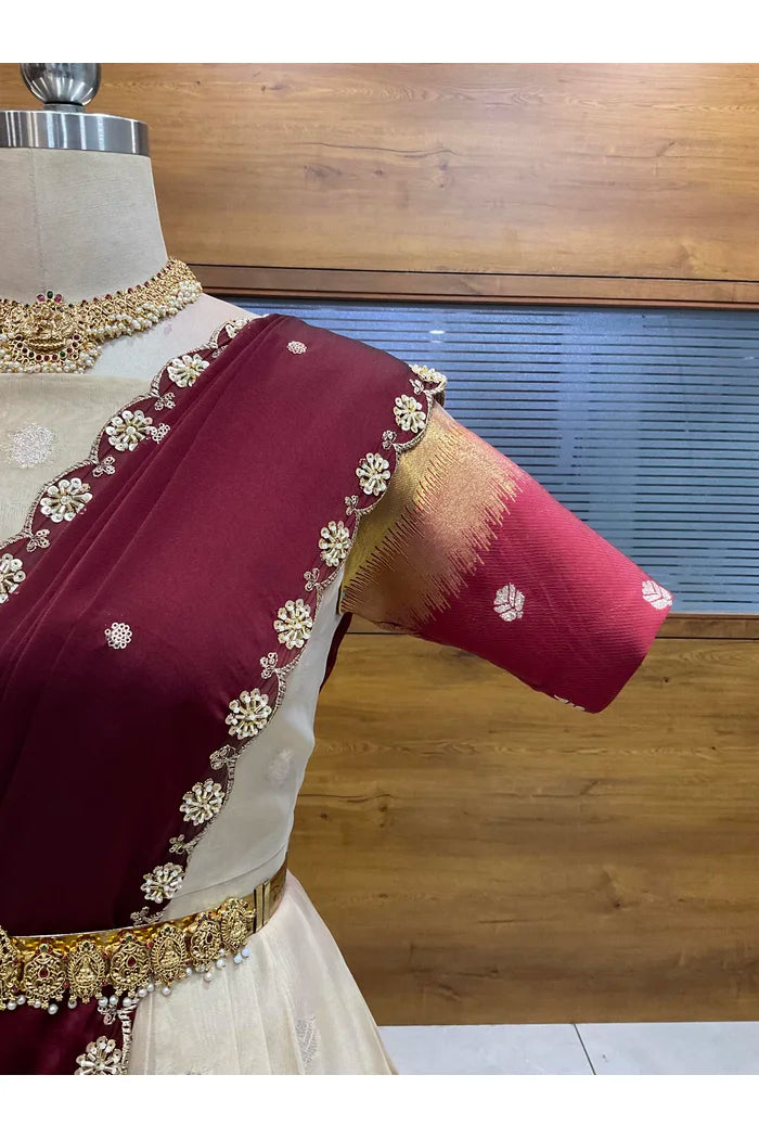 దక్షిణ భారత పండుగ సాంప్రదాయ హాఫ్ చీర (ఛవి) 