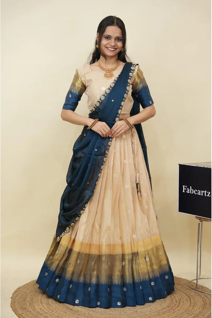 Beautiful South Indian Style Half Saree with Blouse and Dupatta for Women | Dharani (Copy)