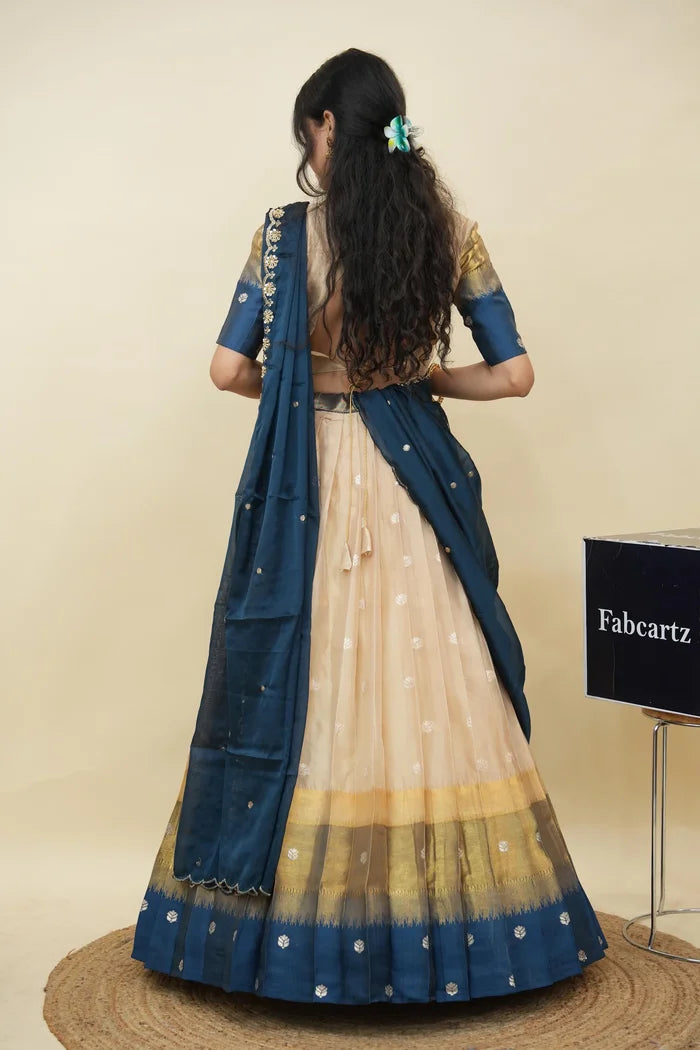 Beautiful South Indian Style Half Saree with Blouse and Dupatta for Women | Dharani (Copy)