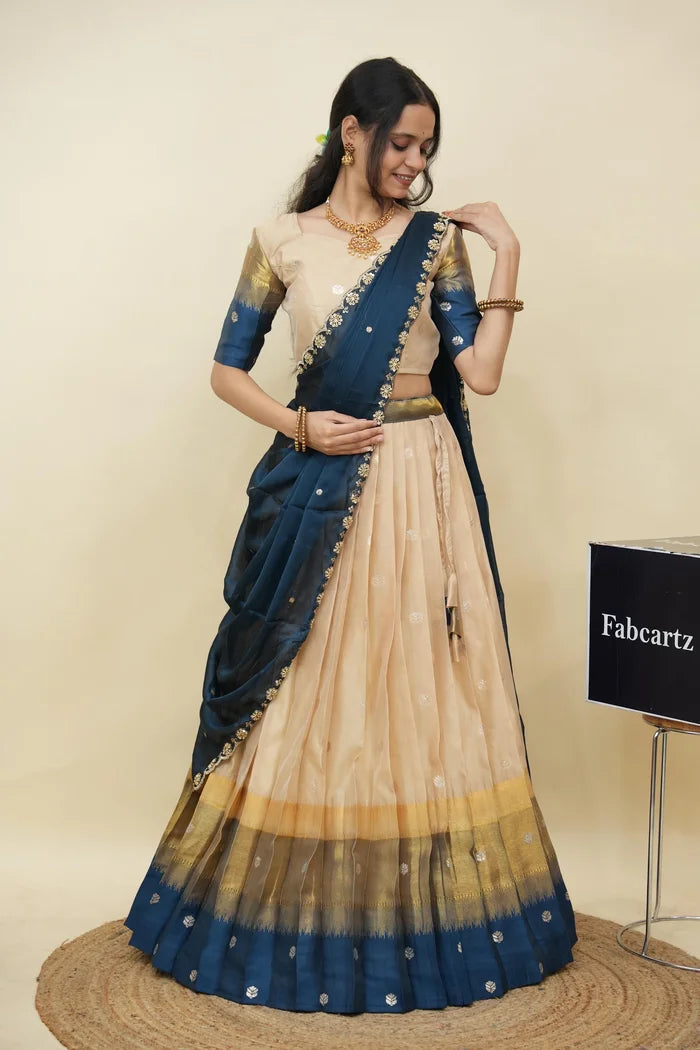 Beautiful South Indian Style Half Saree with Blouse and Dupatta for Women | Dharani (Copy)