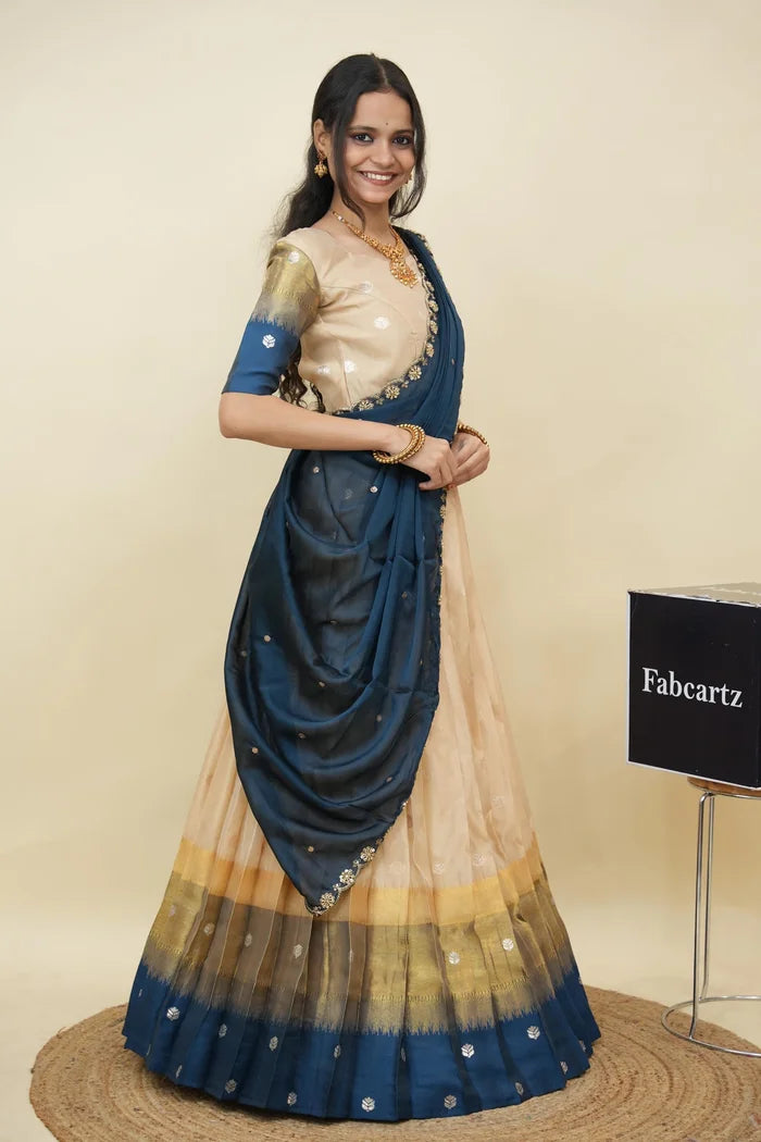 Beautiful South Indian Style Half Saree with Blouse and Dupatta for Women | Dharani (Copy)
