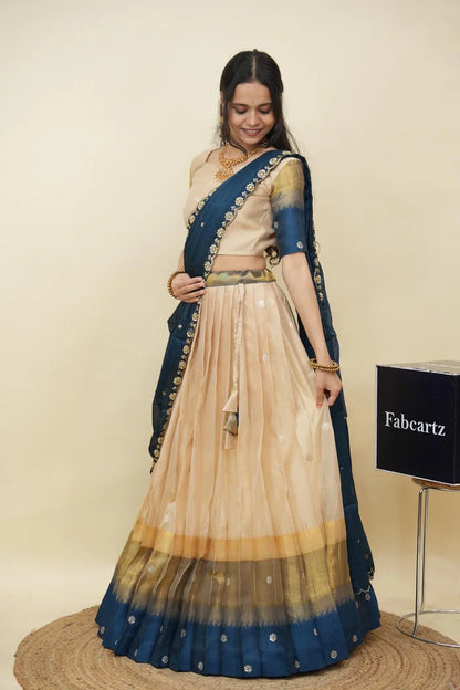 Beautiful South Indian Style Half Saree with Blouse and Dupatta for Women | Dharani (Copy)