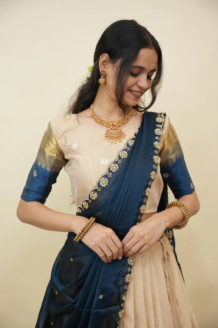 Beautiful South Indian Style Half Saree with Blouse and Dupatta for Women | Dharani (Copy)