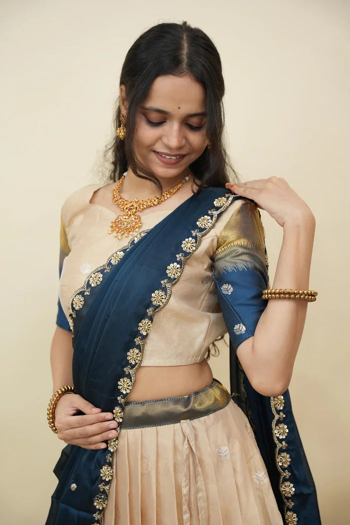 Beautiful South Indian Style Half Saree with Blouse and Dupatta for Women | Dharani (Copy)