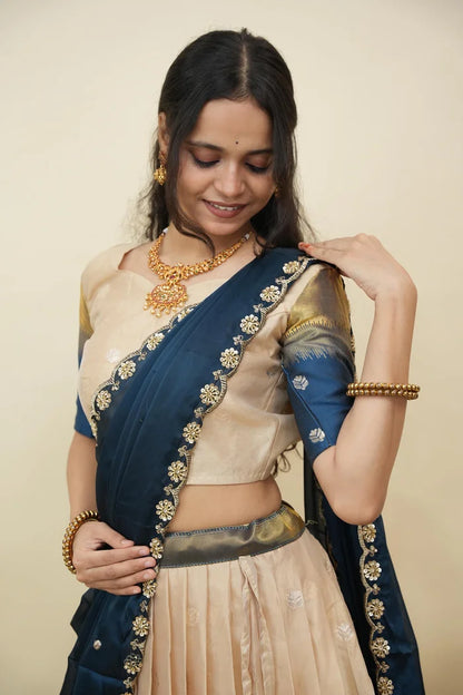 Beautiful South Indian Style Half Saree with Blouse and Dupatta for Women | Dharani (Copy)