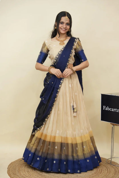 Beautiful South Indian Style Half Saree with Blouse and Dupatta for Women | Dharani (Copy)