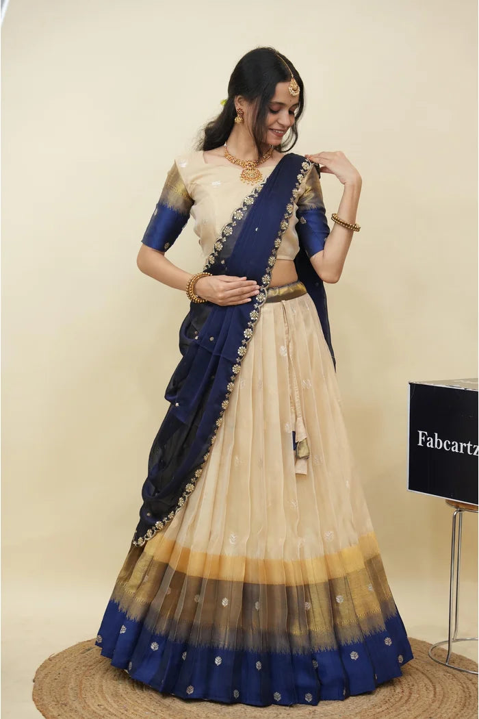 Beautiful South Indian Style Half Saree with Blouse and Dupatta for Women | Dharani (Copy)