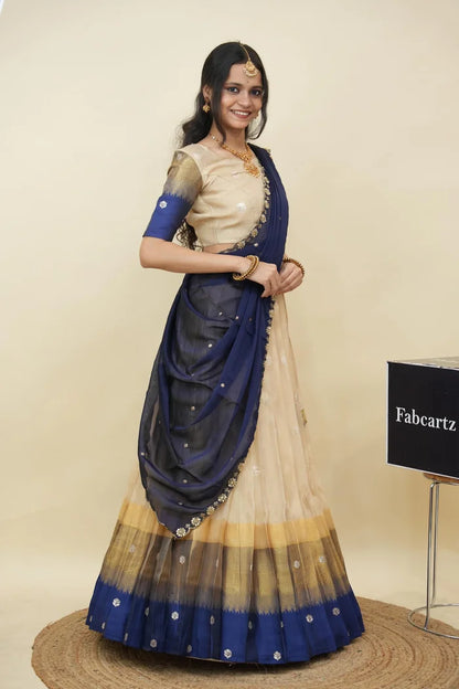 Beautiful South Indian Style Half Saree with Blouse and Dupatta for Women | Dharani (Copy)