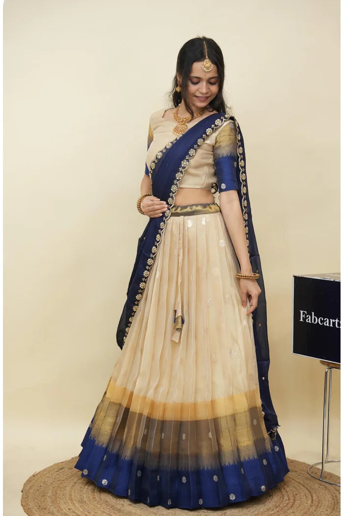 Beautiful South Indian Style Half Saree with Blouse and Dupatta for Women | Dharani (Copy)
