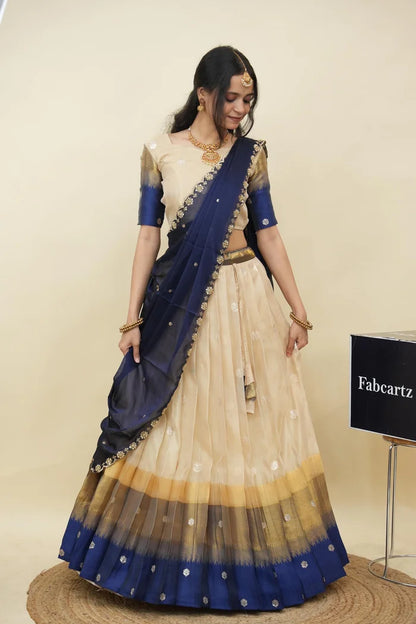 Beautiful South Indian Style Half Saree with Blouse and Dupatta for Women | Dharani (Copy)