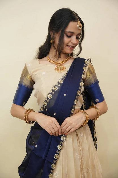 Beautiful South Indian Style Half Saree with Blouse and Dupatta for Women | Dharani (Copy)