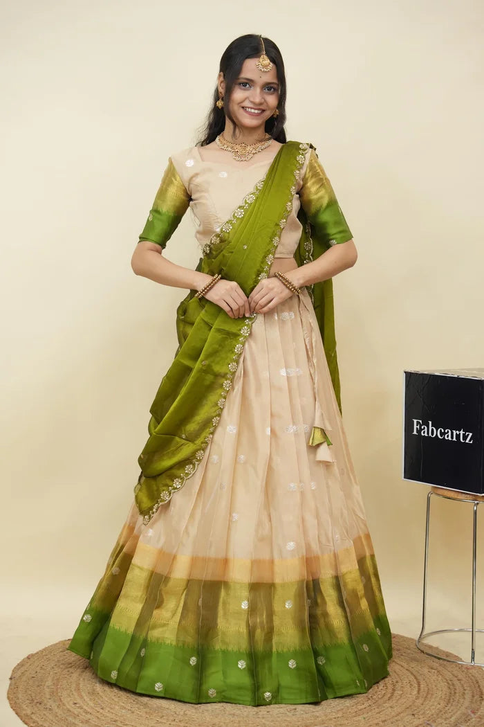 Beautiful South Indian Style Half Saree with Blouse and Dupatta for Women | Dharani (Copy)