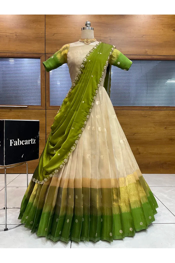 దక్షిణ భారత పండుగ సాంప్రదాయ హాఫ్ చీర (ఛవి) 