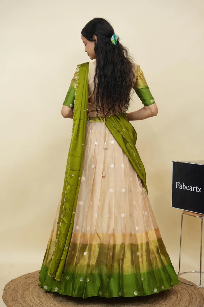Beautiful South Indian Style Half Saree with Blouse and Dupatta for Women | Dharani (Copy)