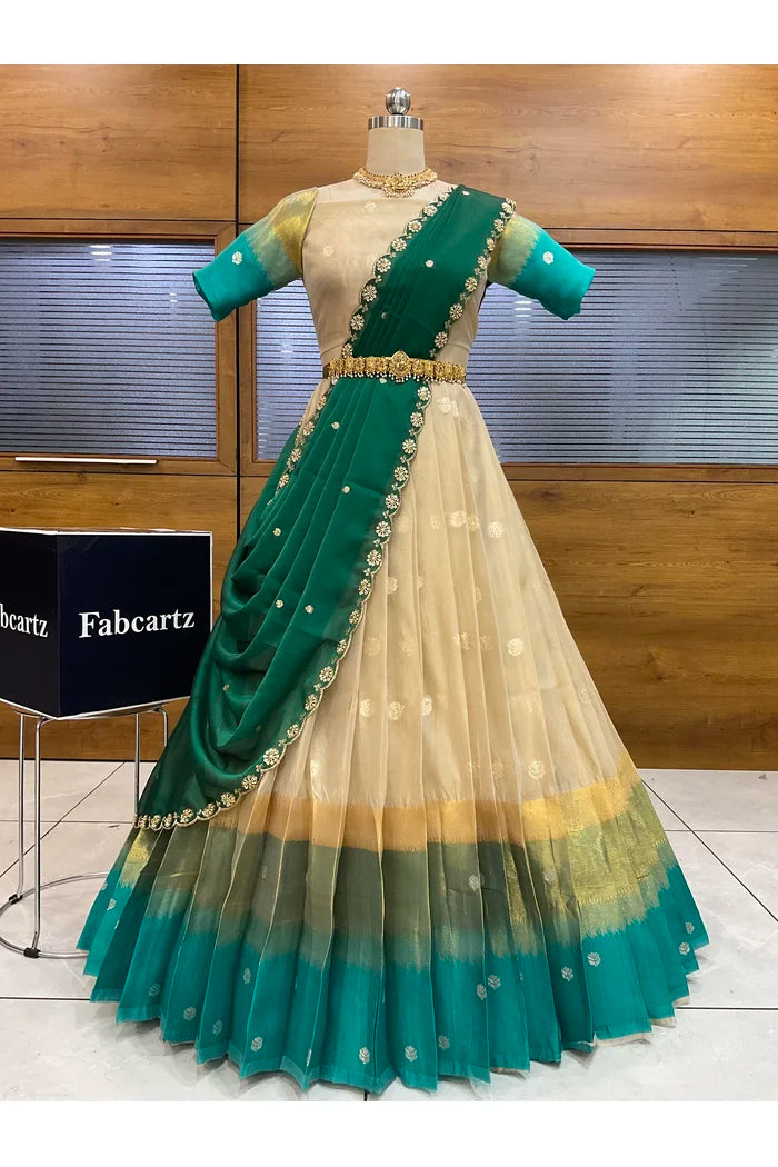 దక్షిణ భారత పండుగ సాంప్రదాయ హాఫ్ చీర (ఛవి) 