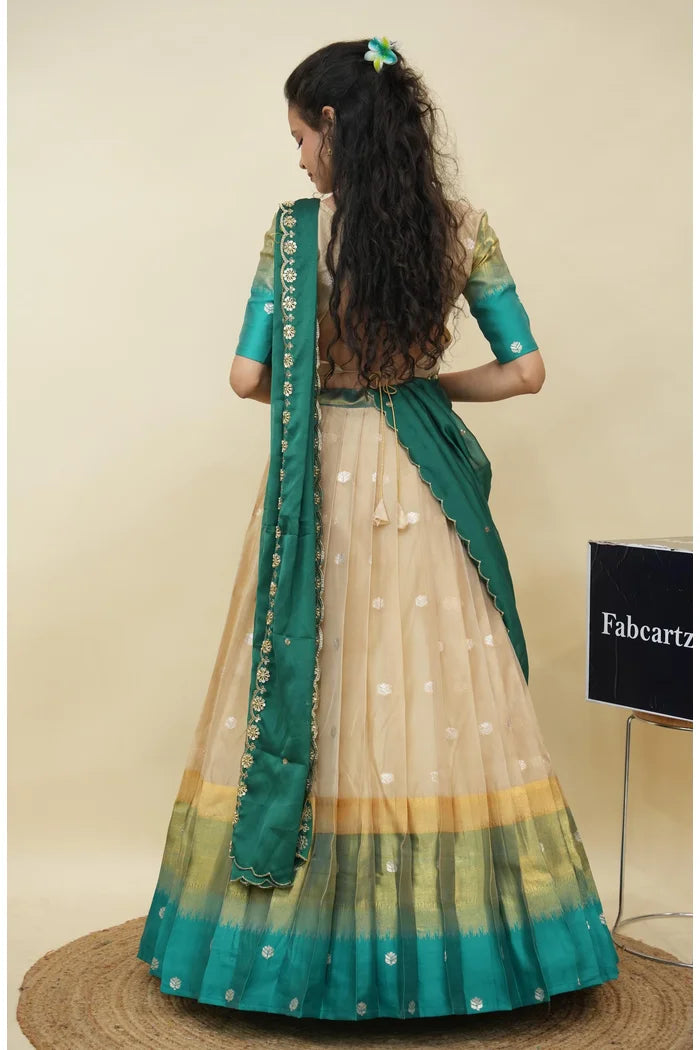 Beautiful South Indian Style Half Saree with Blouse and Dupatta for Women | Dharani (Copy)