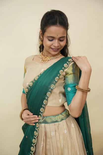 Beautiful South Indian Style Half Saree with Blouse and Dupatta for Women | Dharani (Copy)