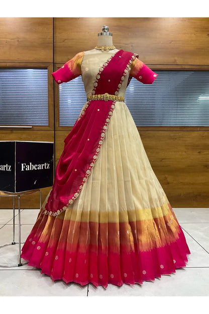 దక్షిణ భారత పండుగ సాంప్రదాయ హాఫ్ చీర (ఛవి) 