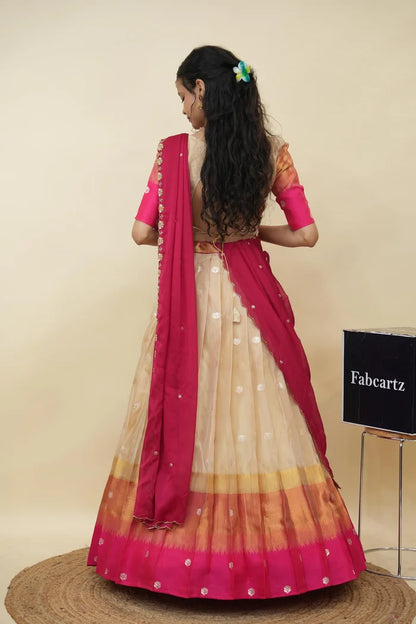 Beautiful South Indian Style Half Saree with Blouse and Dupatta for Women | Dharani (Copy)