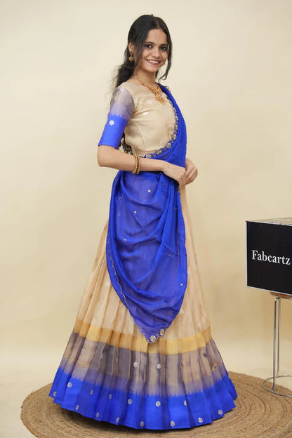 Beautiful South Indian Style Half Saree with Blouse and Dupatta for Women | Dharani (Copy)