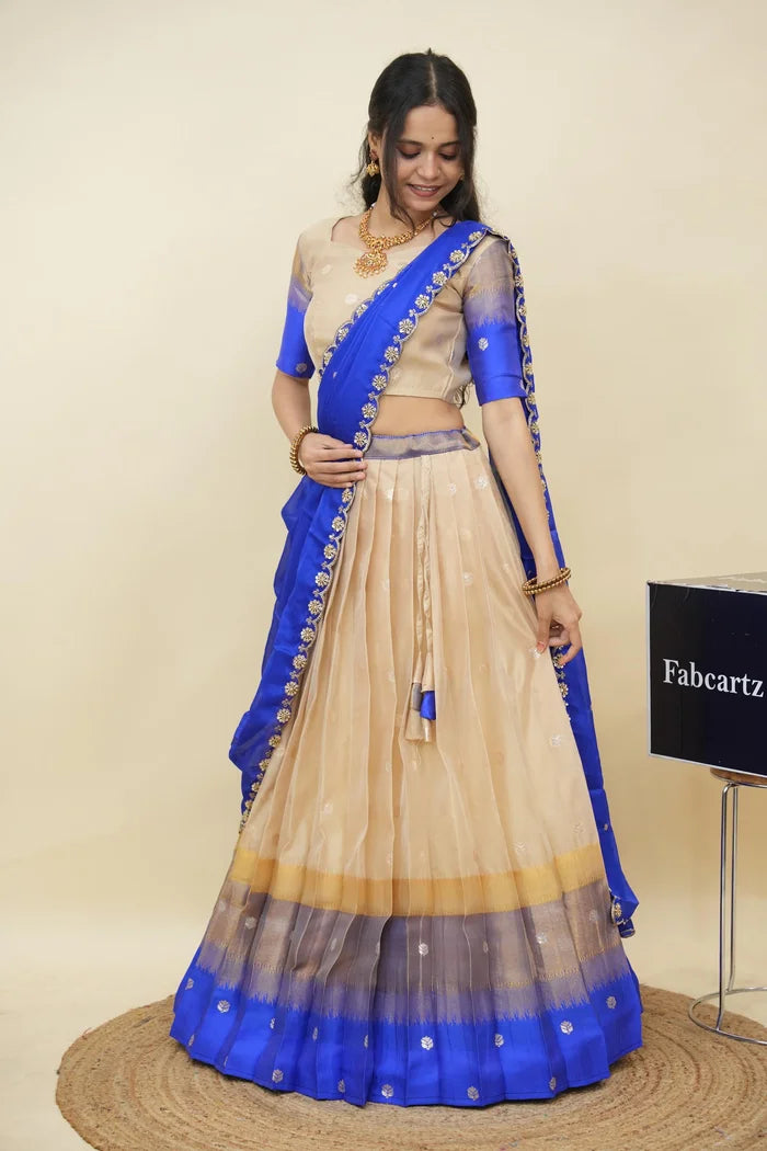 Beautiful South Indian Style Half Saree with Blouse and Dupatta for Women | Dharani (Copy)