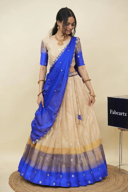 Beautiful South Indian Style Half Saree with Blouse and Dupatta for Women | Dharani (Copy)