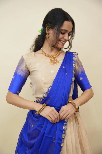 Beautiful South Indian Style Half Saree with Blouse and Dupatta for Women | Dharani (Copy)