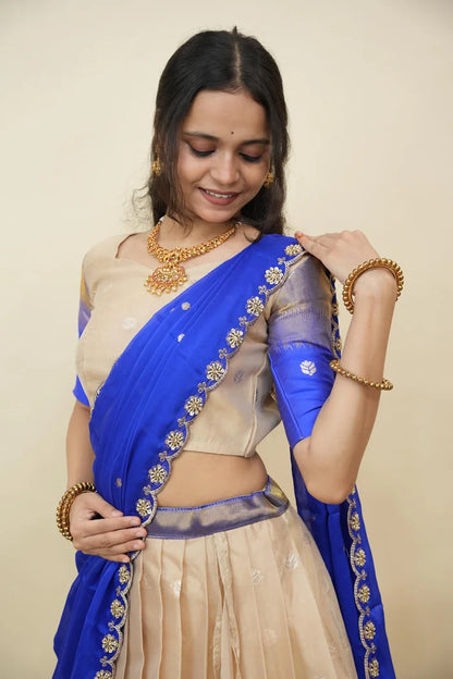 Beautiful South Indian Style Half Saree with Blouse and Dupatta for Women | Dharani (Copy)