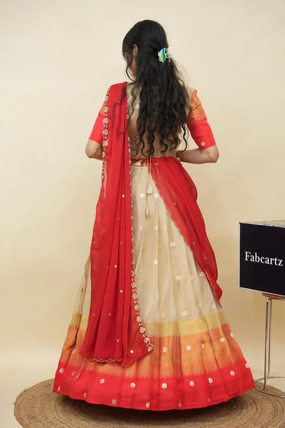 Beautiful South Indian Style Half Saree with Blouse and Dupatta for Women | Dharani (Copy)