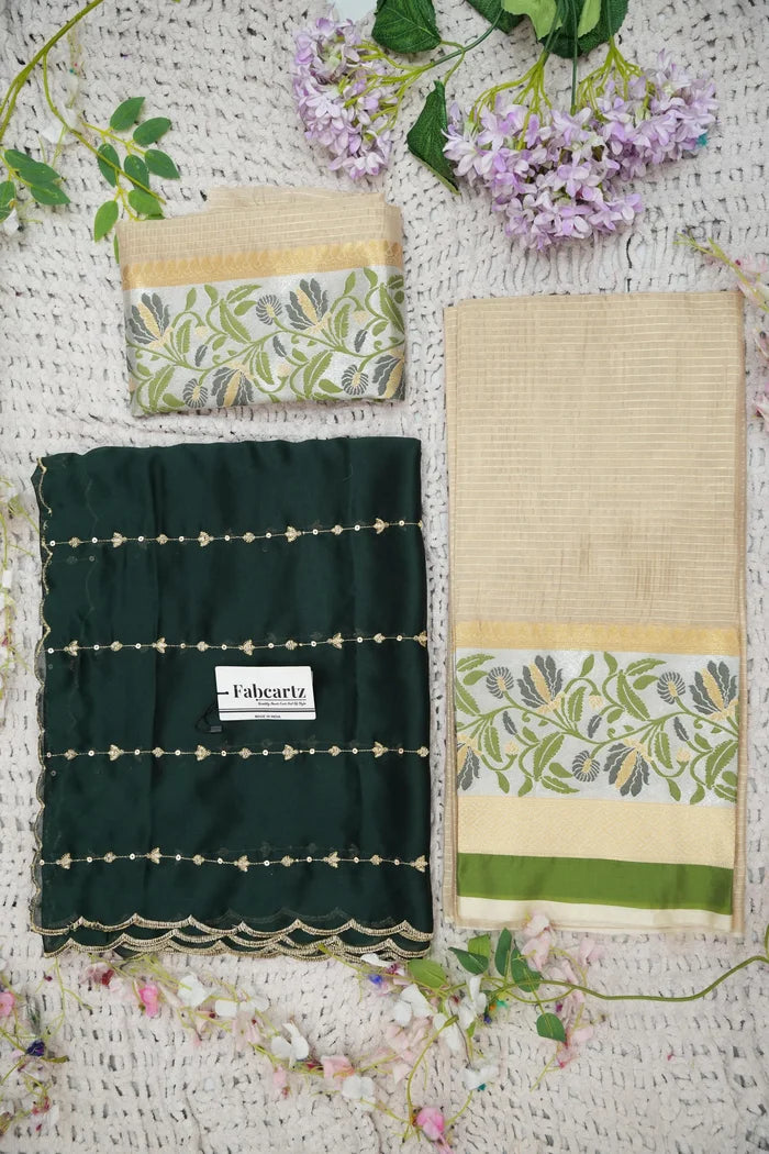 Beautiful South Indian Style Half Saree with Blouse and Dupatta for Women | Ginger