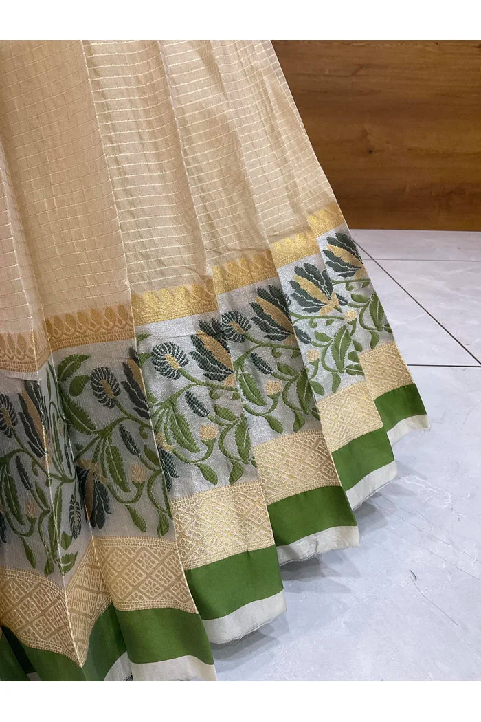 Beautiful South Indian Style Half Saree with Blouse and Dupatta for Women | Ginger