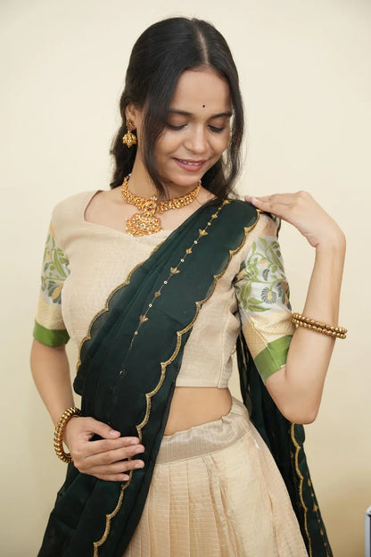దక్షిణ భారత పండుగ సాంప్రదాయ హాఫ్ చీర (ఛవి) 