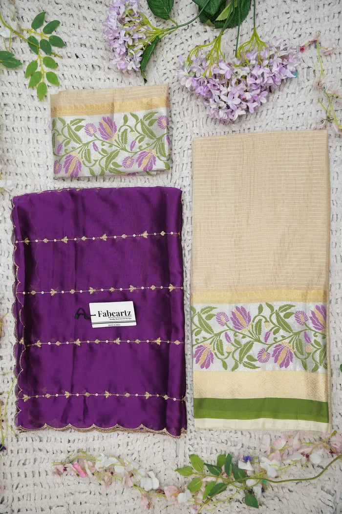 Beautiful South Indian Style Half Saree with Blouse and Dupatta for Women | Ginger
