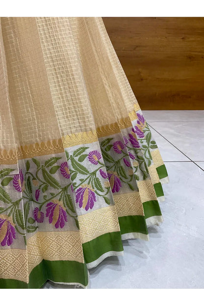 Beautiful South Indian Style Half Saree with Blouse and Dupatta for Women | Ginger