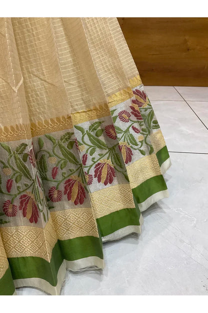 Beautiful South Indian Style Half Saree with Blouse and Dupatta for Women | Ginger