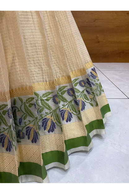 Beautiful South Indian Style Half Saree with Blouse and Dupatta for Women | Ginger