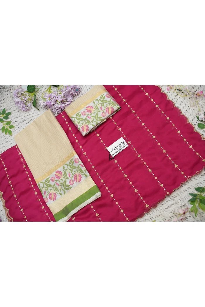 Beautiful South Indian Style Half Saree with Blouse and Dupatta for Women | Ginger
