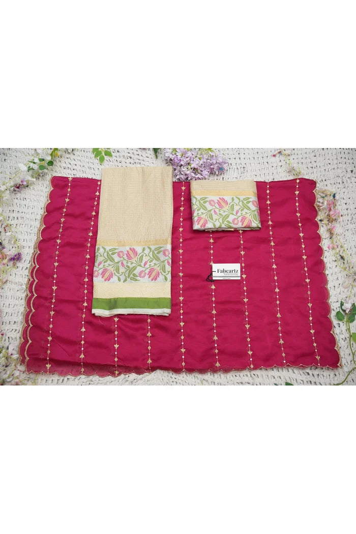 Beautiful South Indian Style Half Saree with Blouse and Dupatta for Women | Ginger