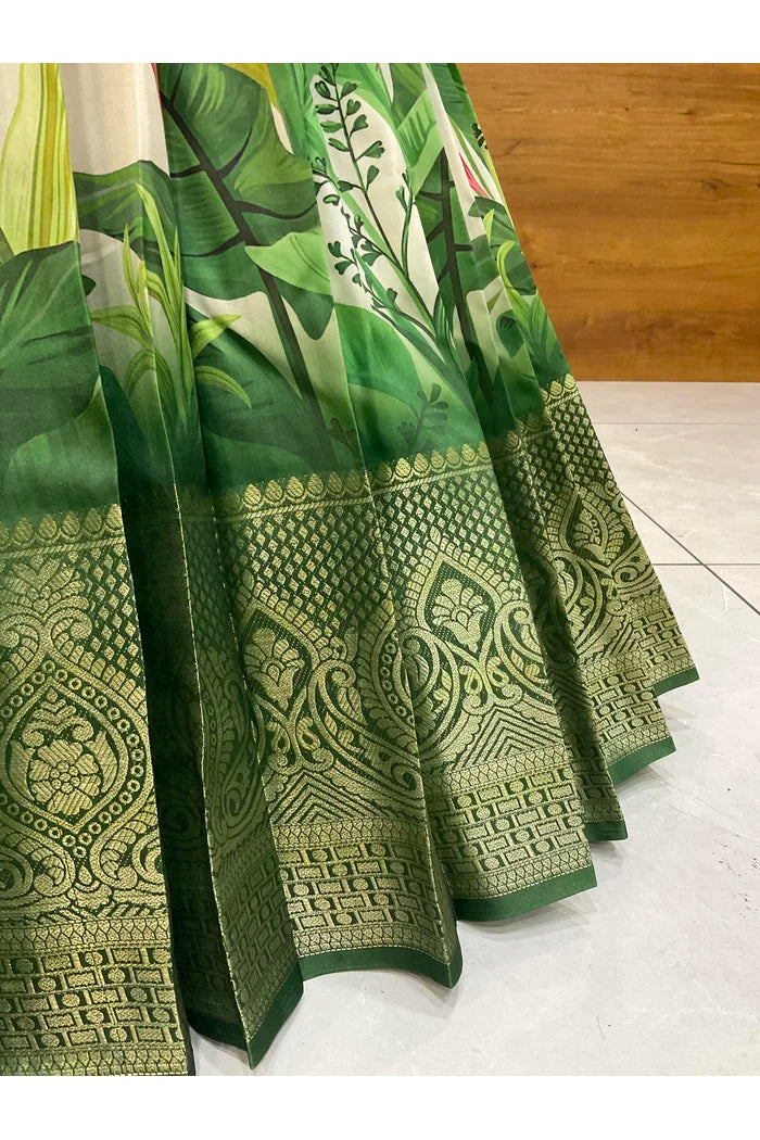 Beautiful South Indian Style Printed Half Saree with Blouse and Dupatta for Women | Radhekrishna
