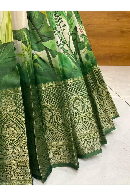 Beautiful South Indian Style Printed Half Saree with Blouse and Dupatta for Women | Radhekrishna