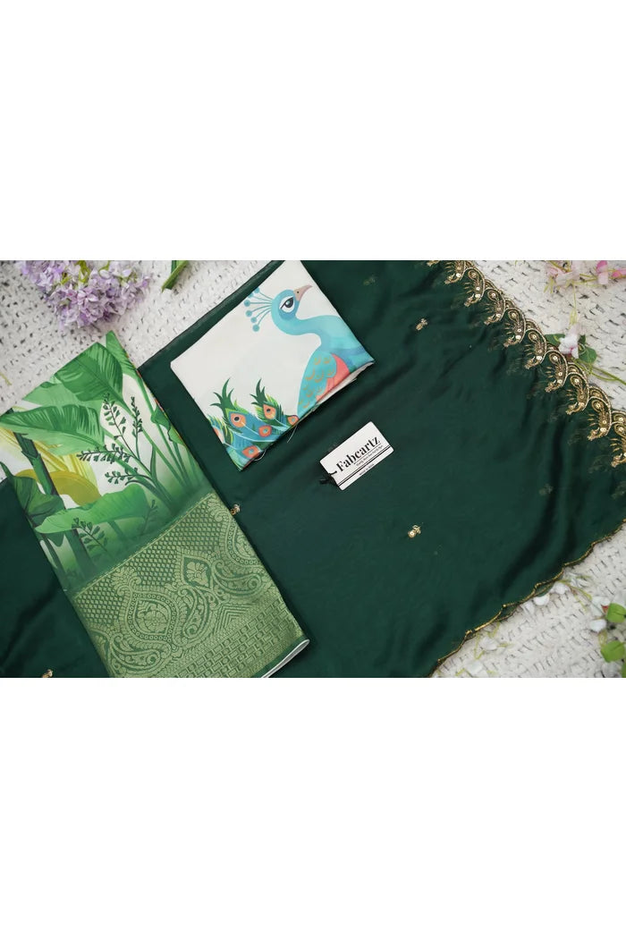 Beautiful South Indian Style Printed Half Saree with Printed Blouse and Dupatta for Women | Radhekrishna KV