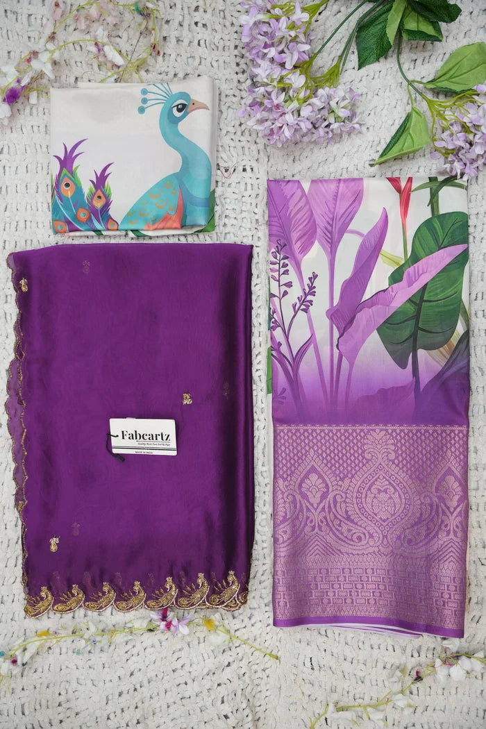 Beautiful South Indian Style Printed Half Saree with Blouse and Dupatta for Women | Radhekrishna