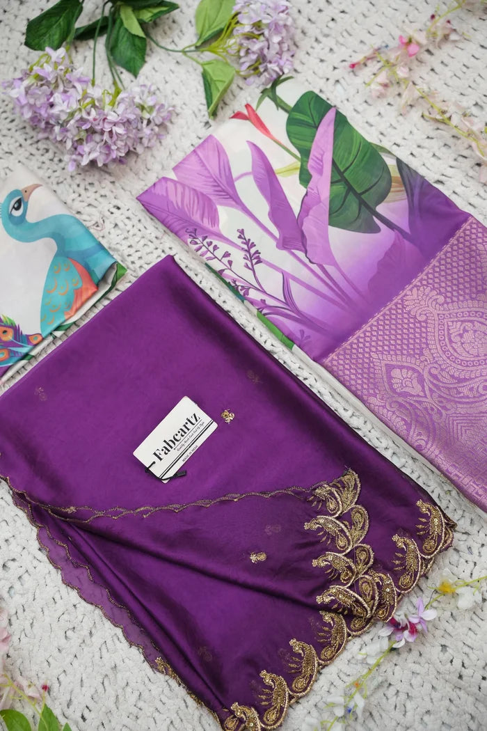 Beautiful South Indian Style Printed Half Saree with Printed Blouse and Dupatta for Women | Radhekrishna KV