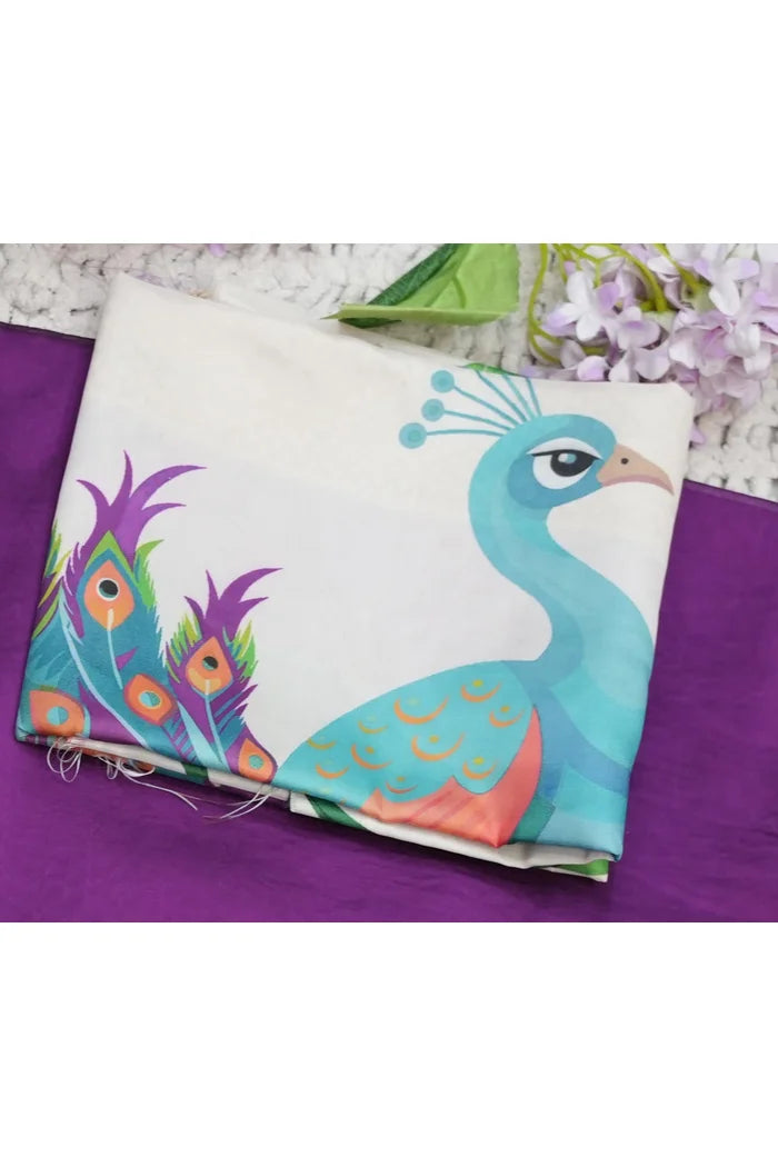 Beautiful South Indian Style Printed Half Saree with Printed Blouse and Dupatta for Women | Radhekrishna KV