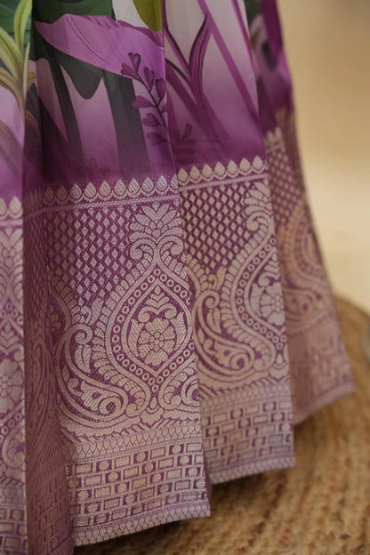 Beautiful South Indian Style Printed Half Saree with Printed Blouse and Dupatta for Women | Radhekrishna KV